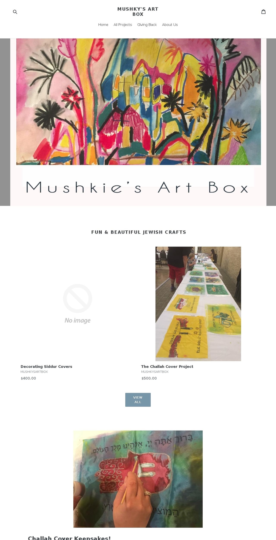 mushkysartbox.com shopify website screenshot