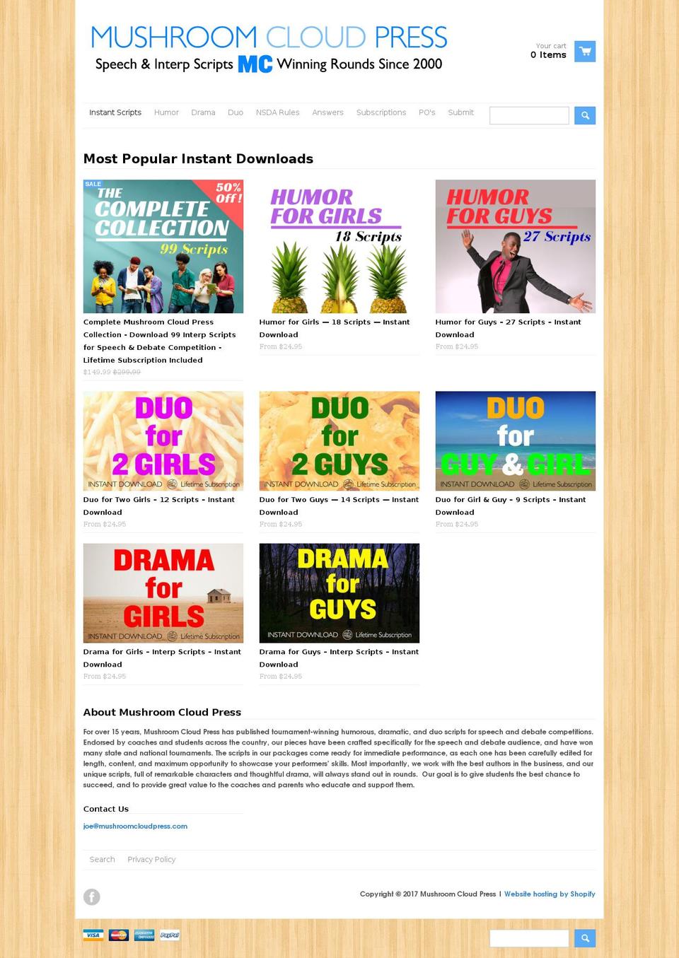 mushroomcloudpress.com shopify website screenshot