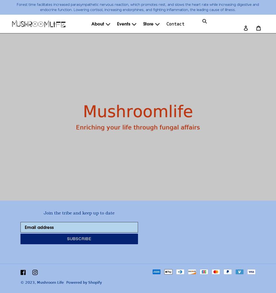 mushroomlife.com shopify website screenshot