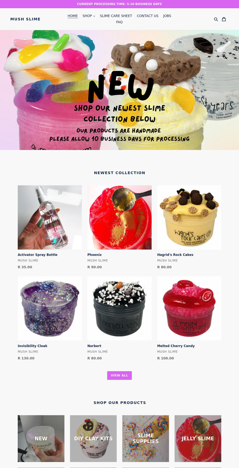 mushslime.com shopify website screenshot