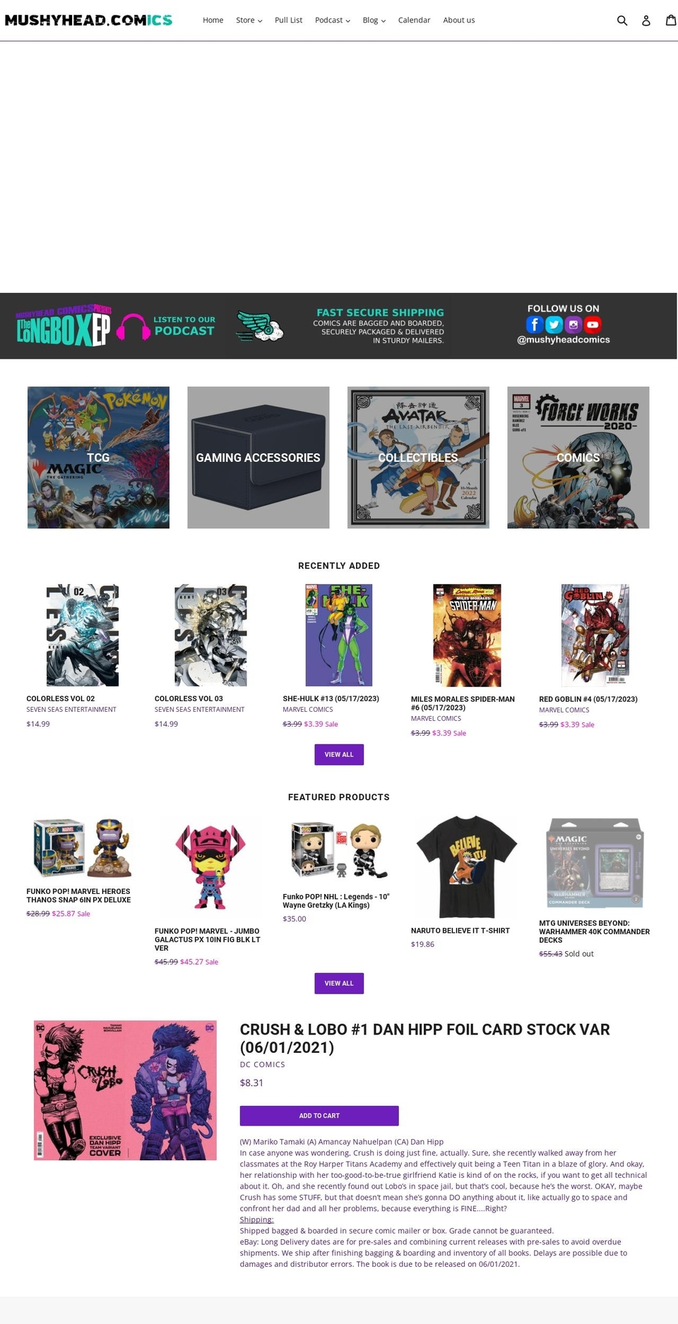 mushyhead.com — Shopify storefront screenshot
