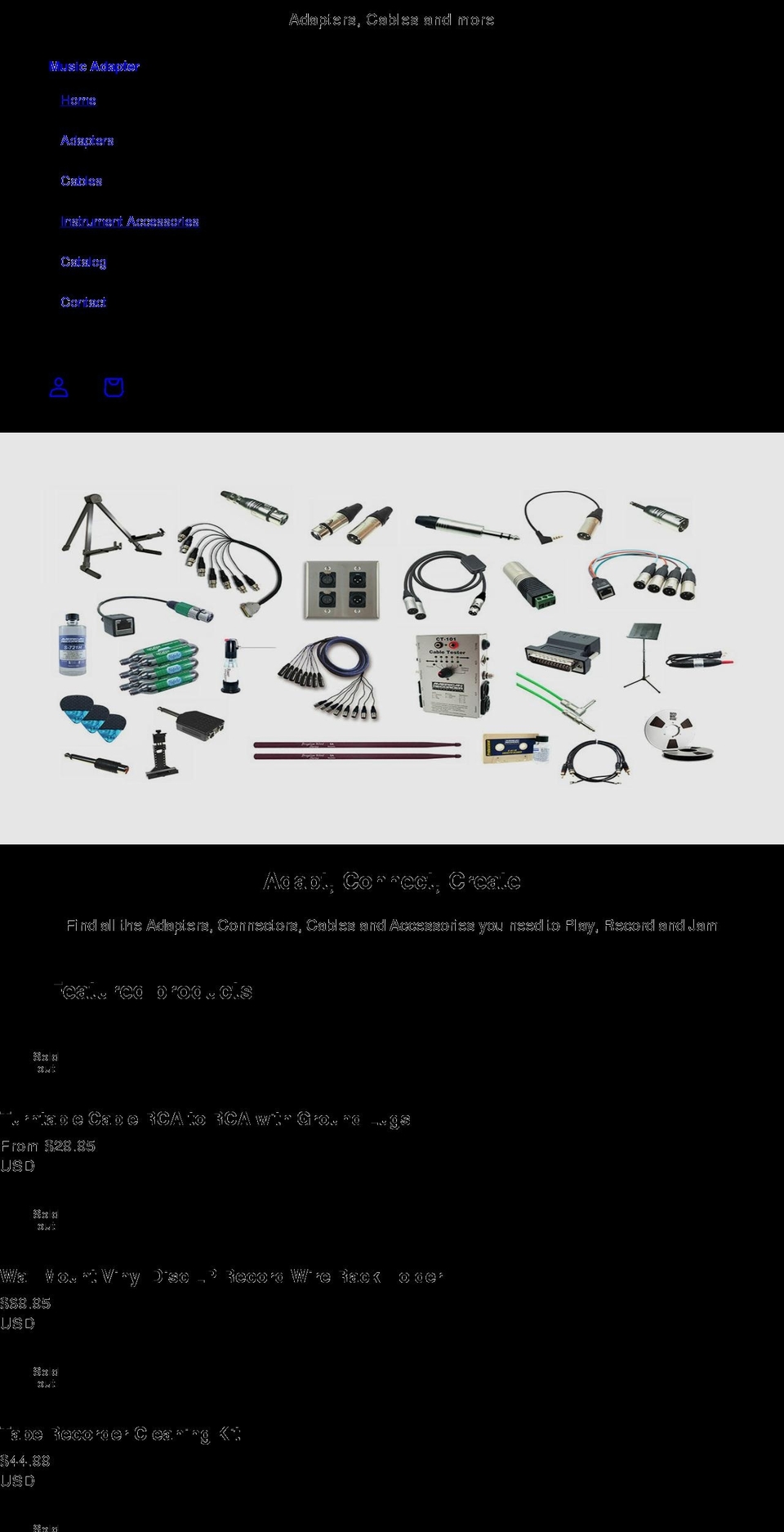 musicadapter.com shopify website screenshot