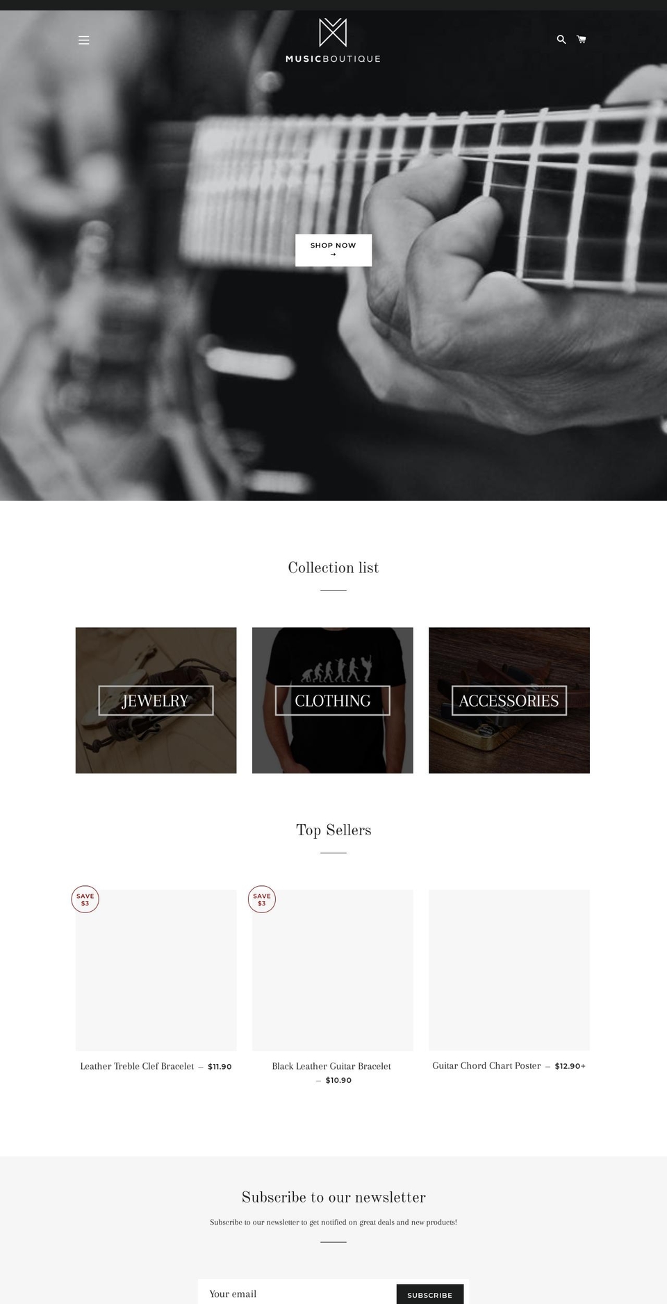 musicboutique.net shopify website screenshot
