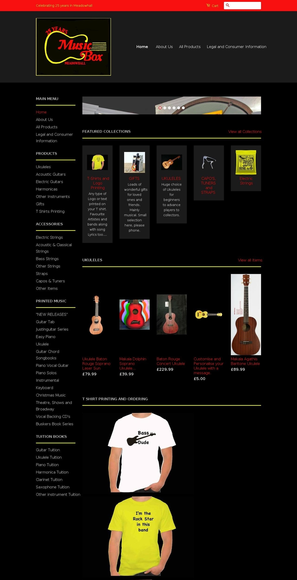 musicboxmeadowhall.co.uk shopify website screenshot