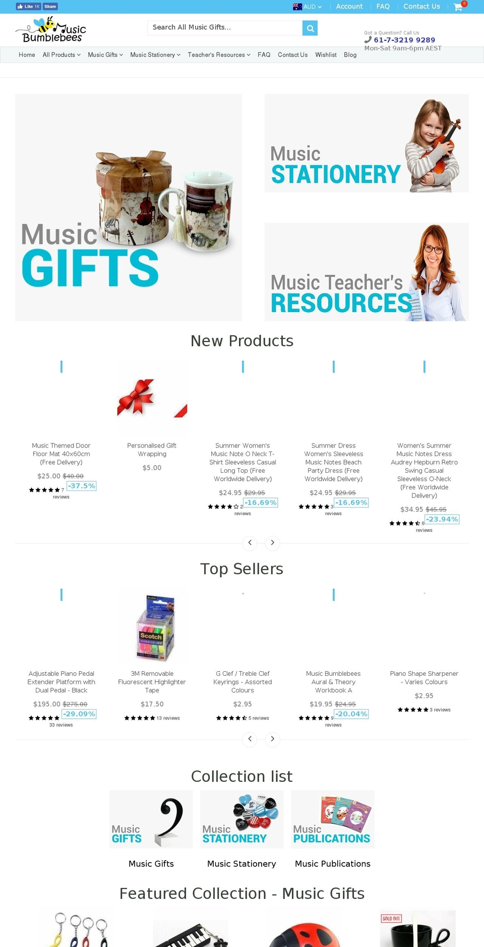 musicbumblebees.com.au shopify website screenshot