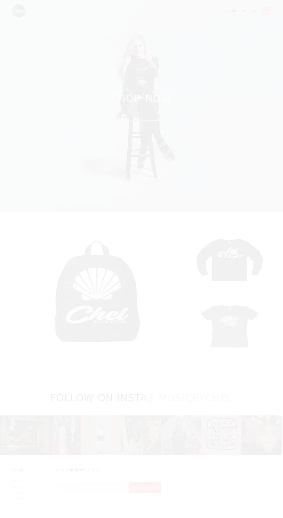 musicbychel.com — Shopify storefront screenshot