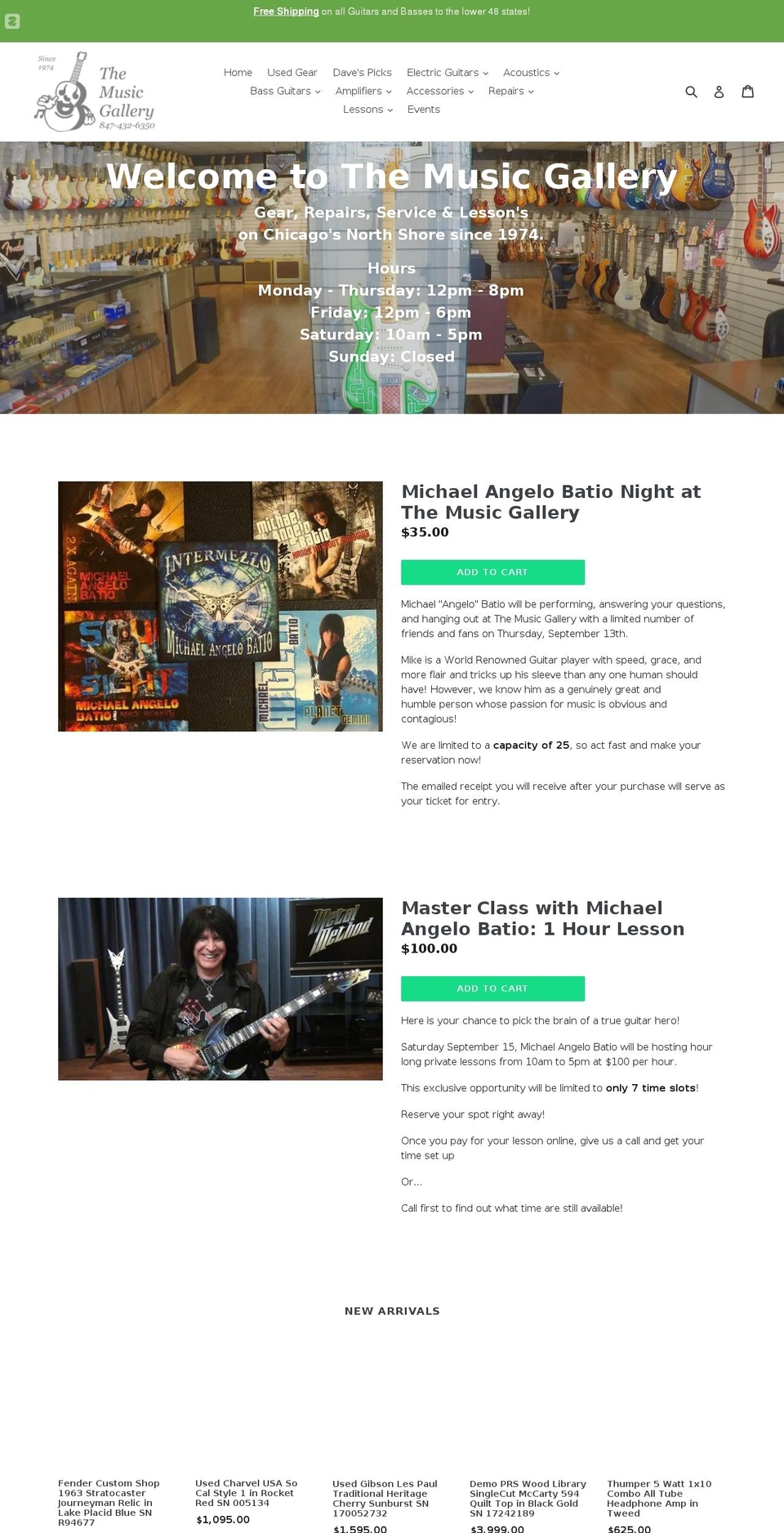 musicgalleryinc.com — Shopify storefront screenshot