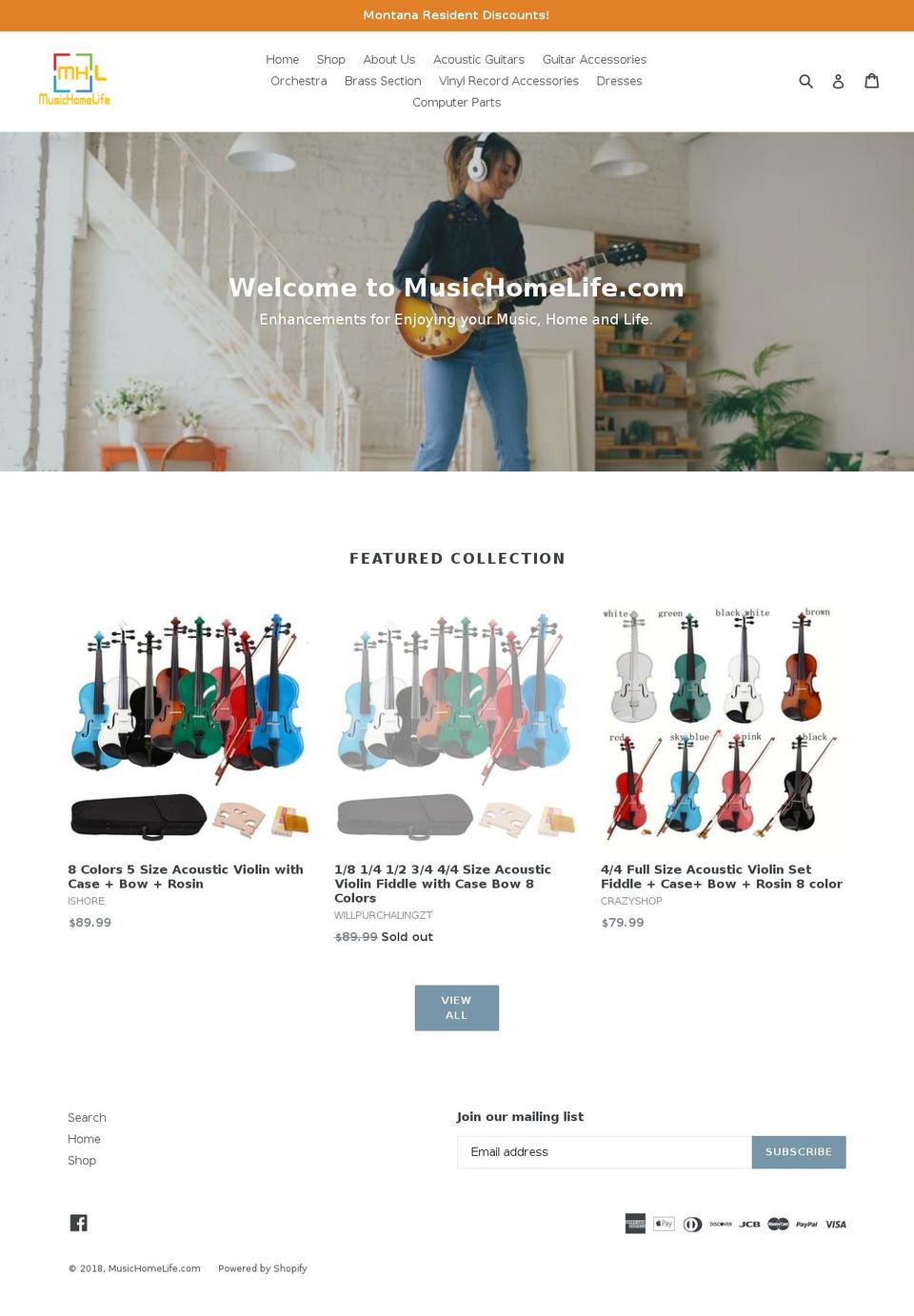 musichomelife.com — Shopify storefront screenshot
