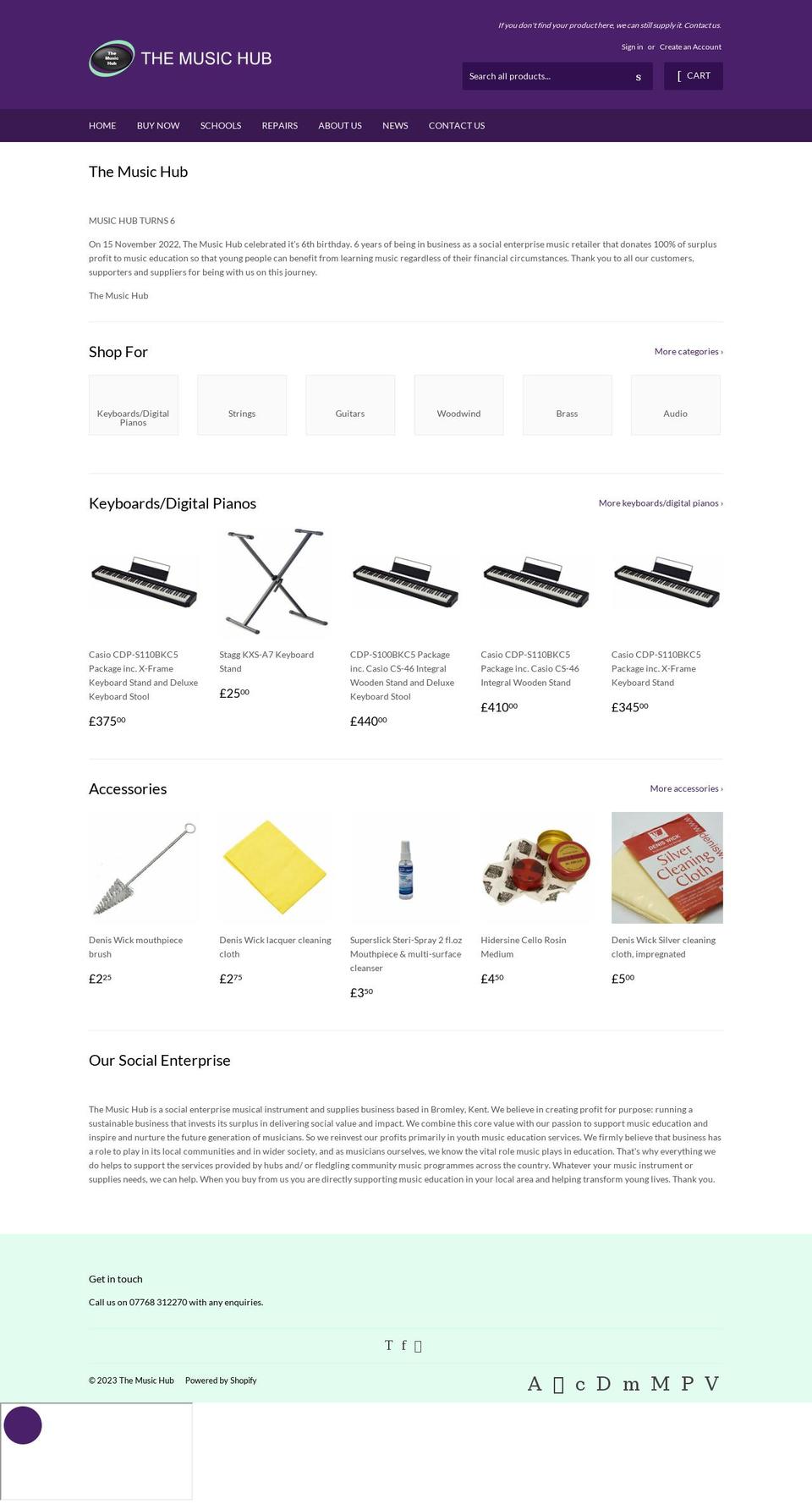 musichubsales.org.uk shopify website screenshot