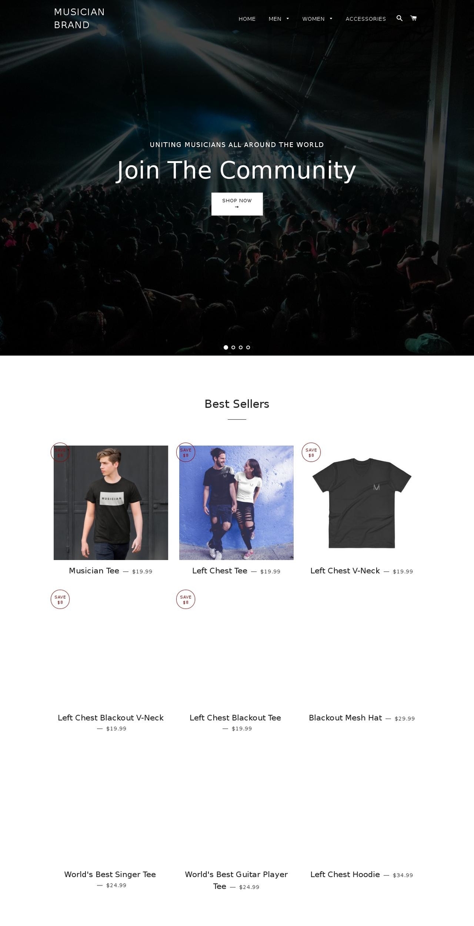 musicianbrand.com — Shopify storefront screenshot