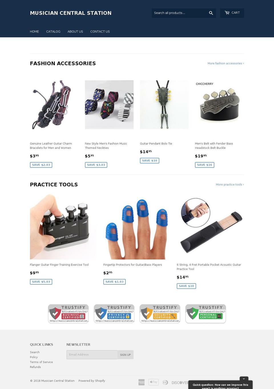 musiciancentralstation.com — Shopify storefront screenshot