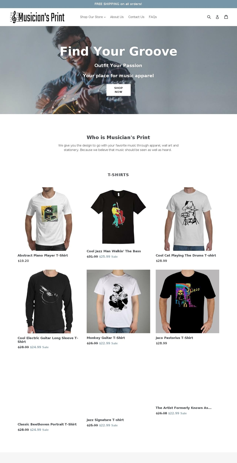 musiciansprint.com — Shopify storefront screenshot