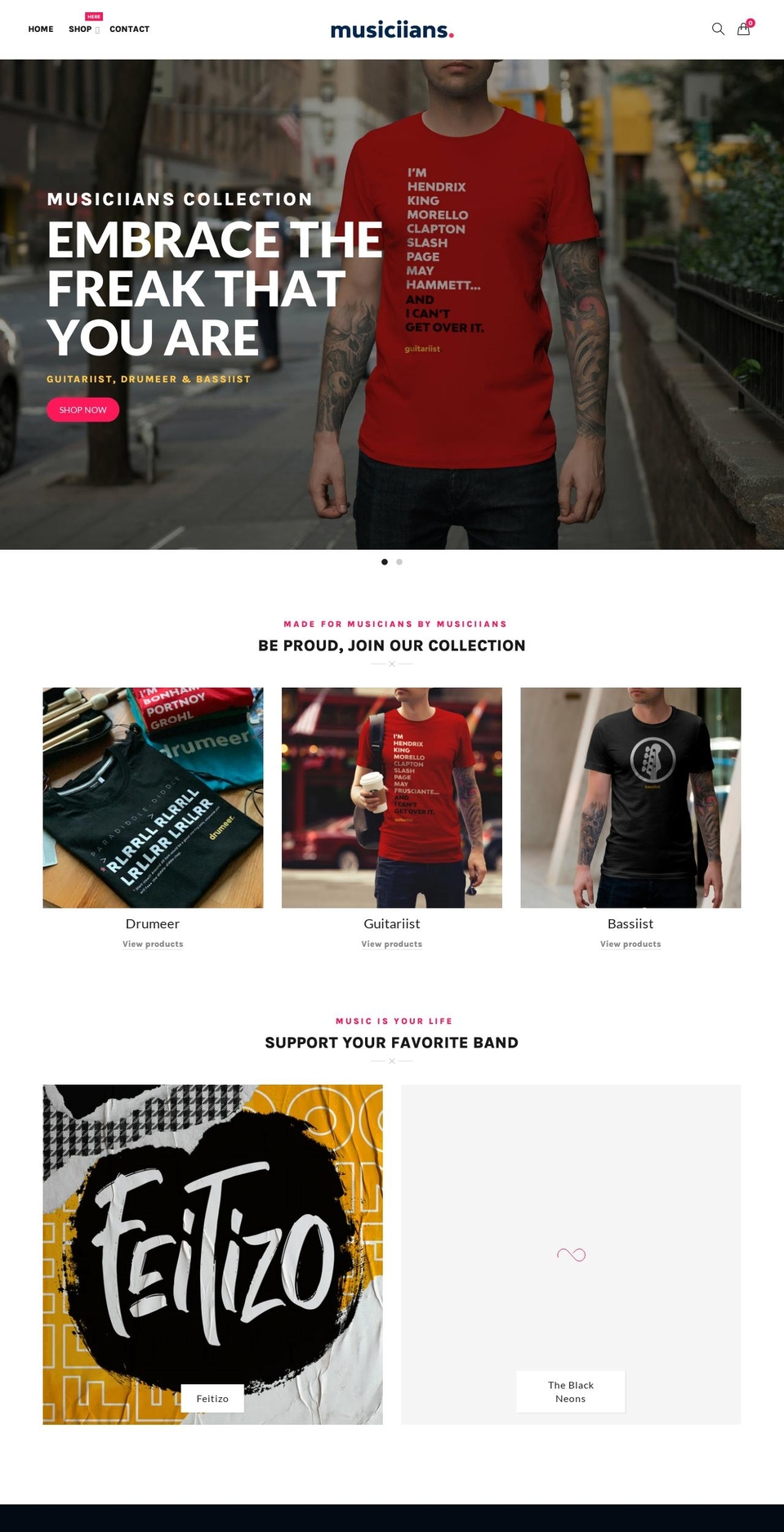 musiciians.com shopify website screenshot