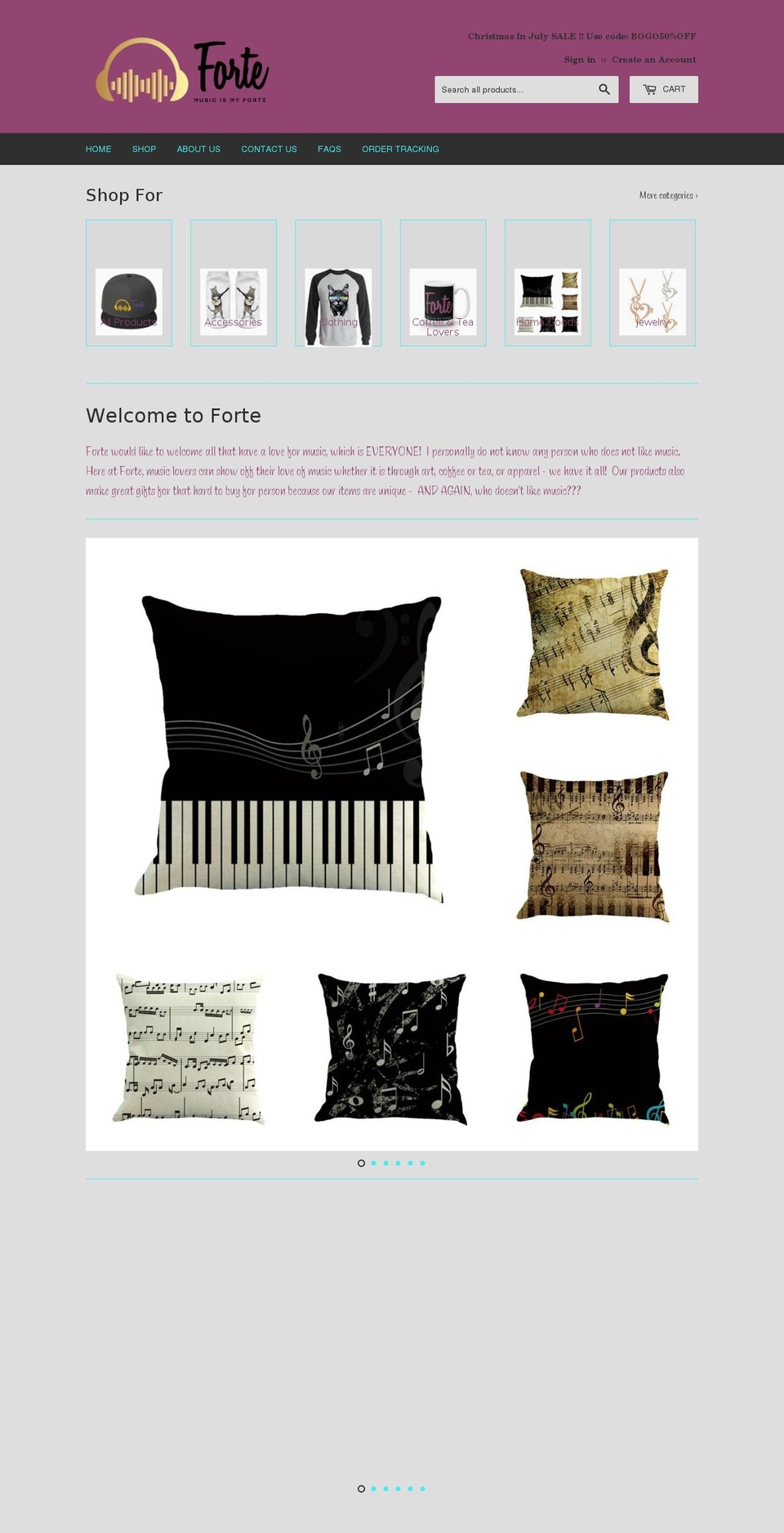 musicismyforte.com — Shopify storefront screenshot