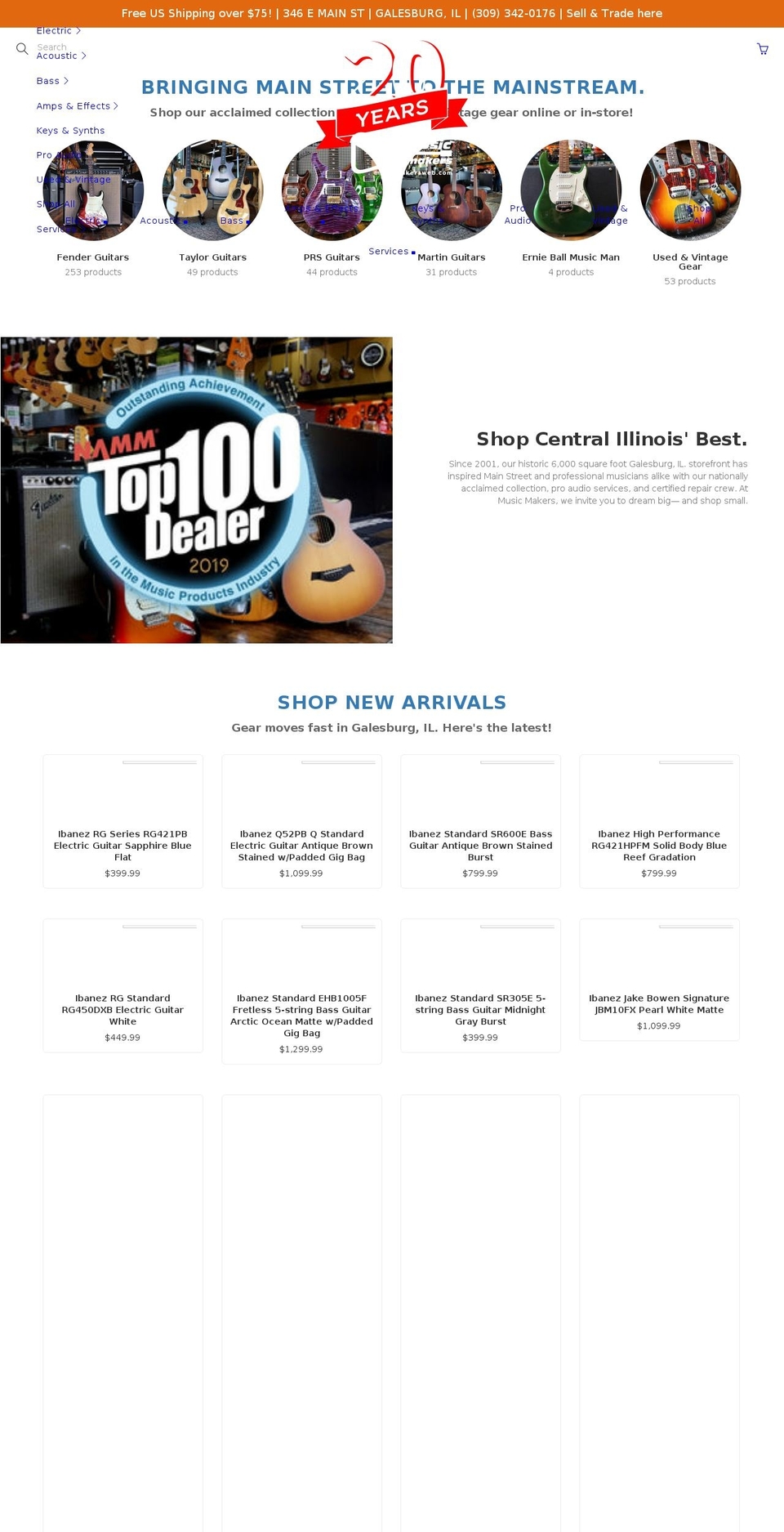musicmakersweb.com shopify website screenshot