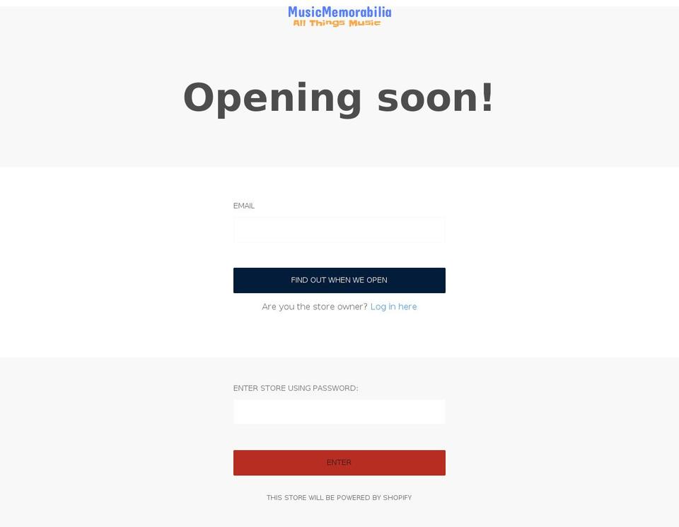 musicmemorabilia.com shopify website screenshot