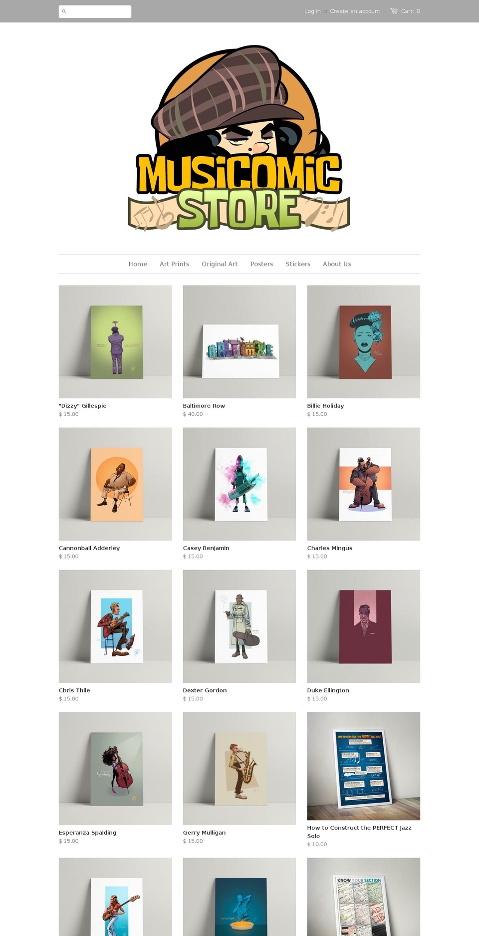 musicomicstore.com shopify website screenshot