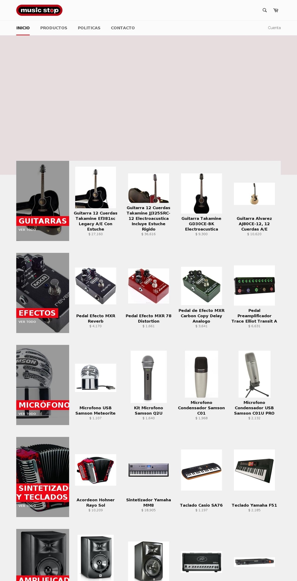 musicstopmexico.com — Shopify storefront screenshot