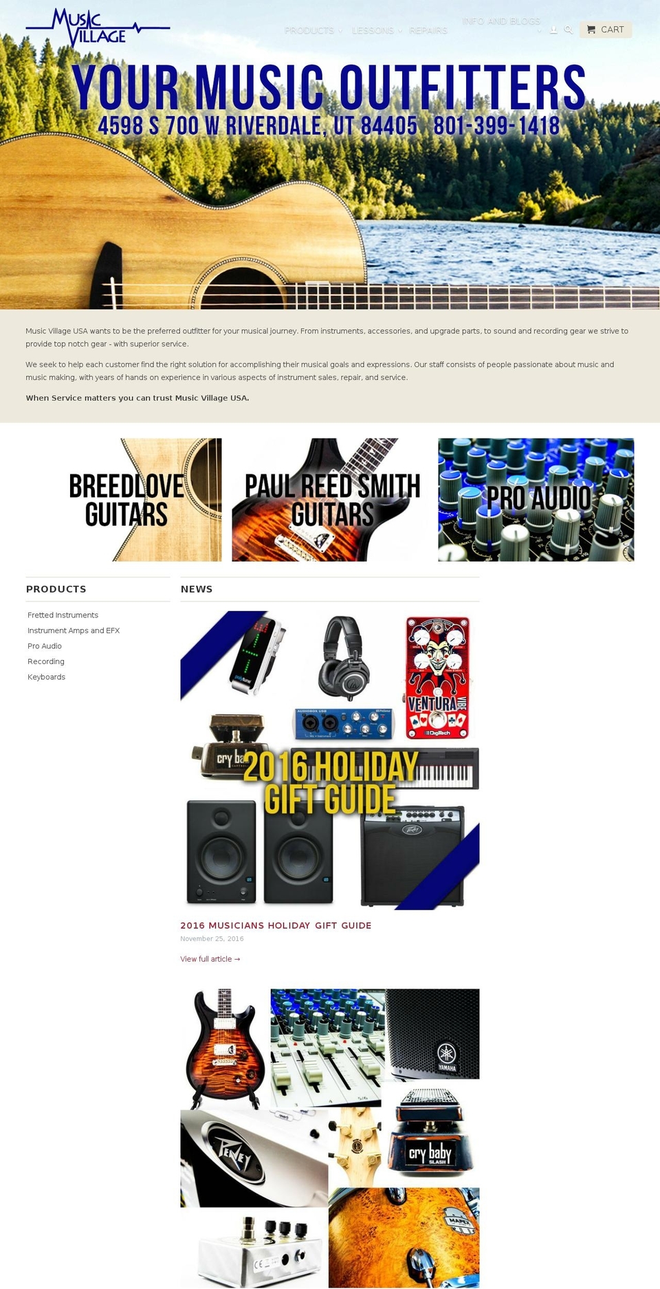 musicvillageusa.com shopify website screenshot