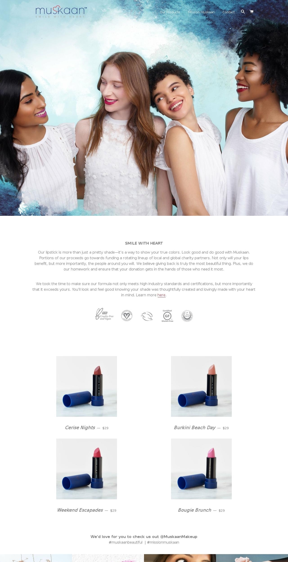 muskaanmakeup.com — Shopify storefront screenshot
