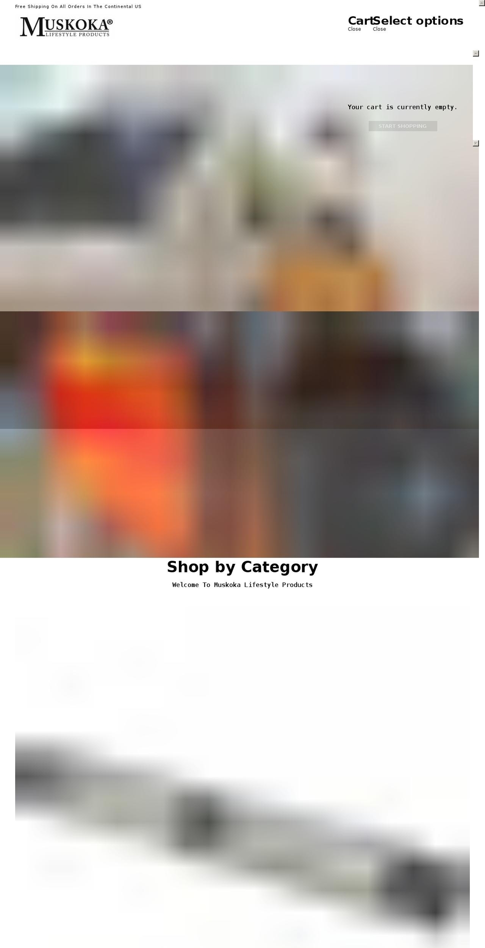 muskokalifestyleproducts.net shopify website screenshot
