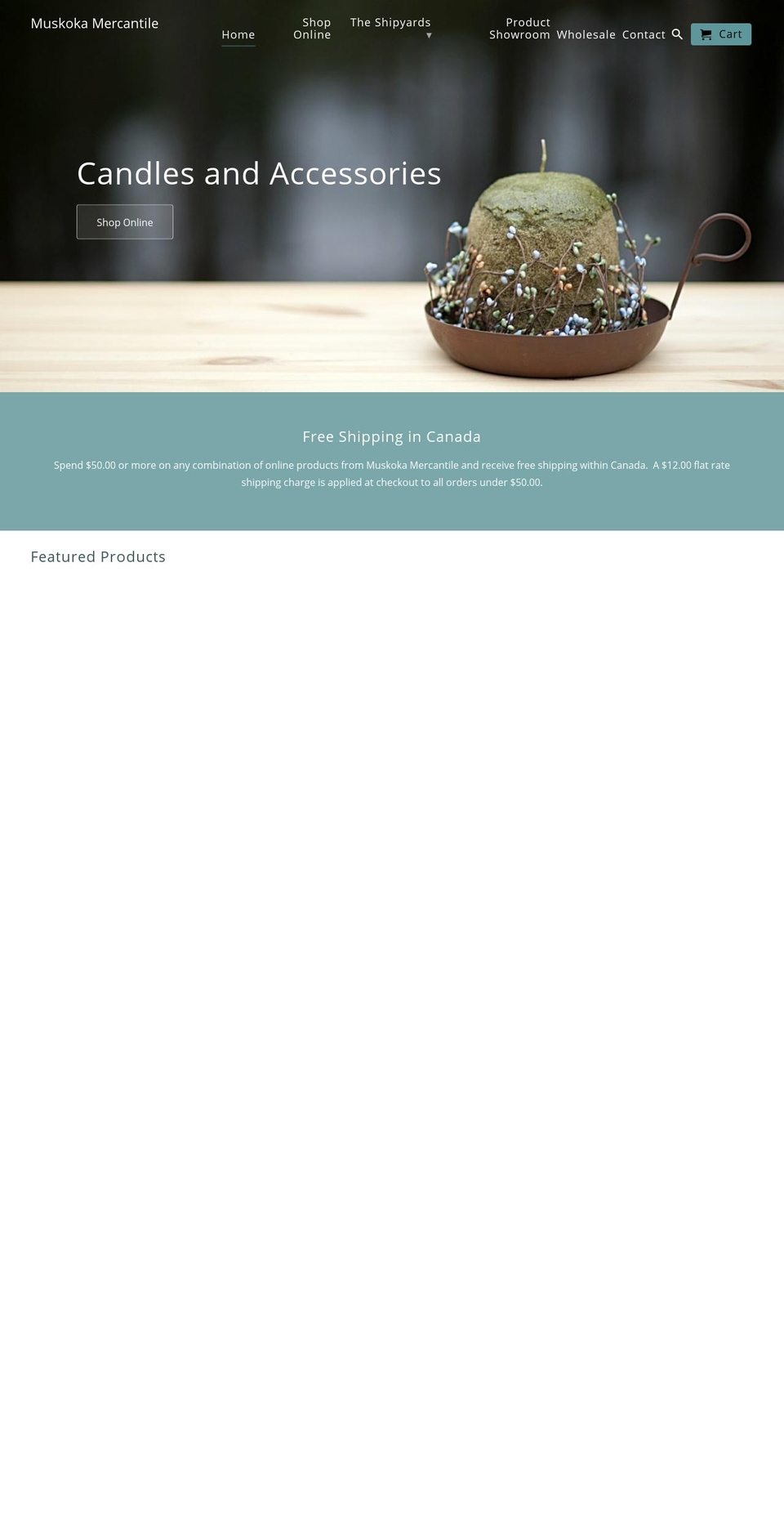 muskokamercantile.com — Shopify storefront screenshot