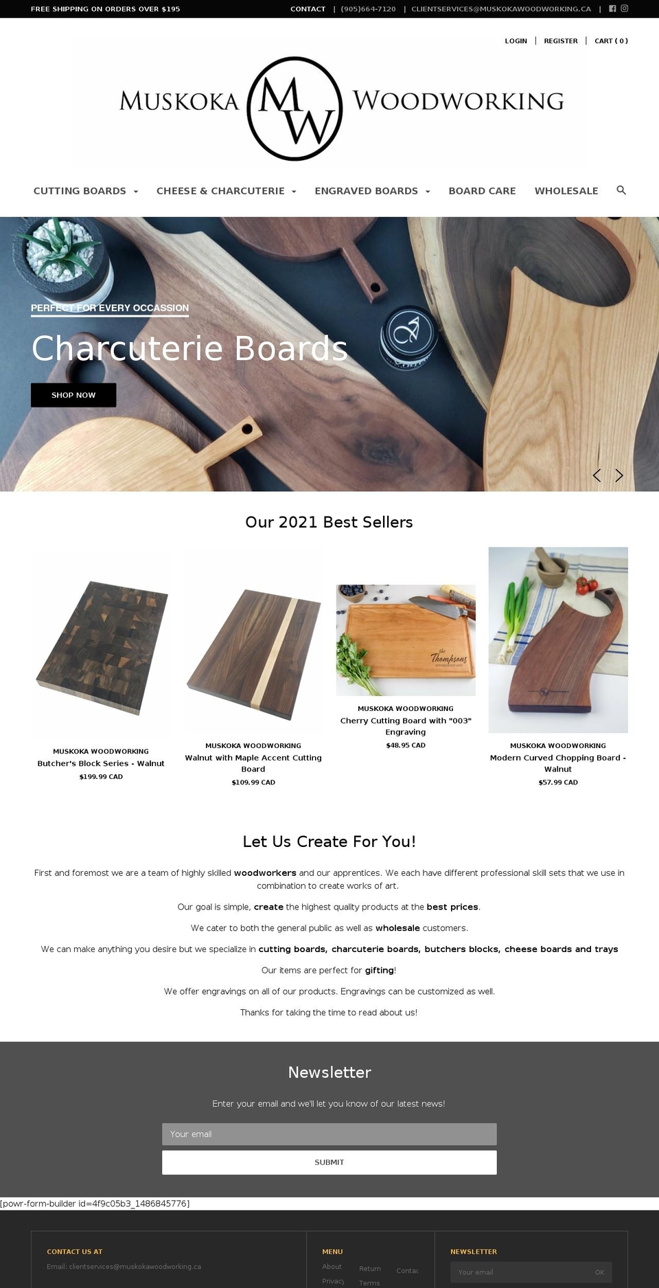 muskokawoodworking.ca shopify website screenshot