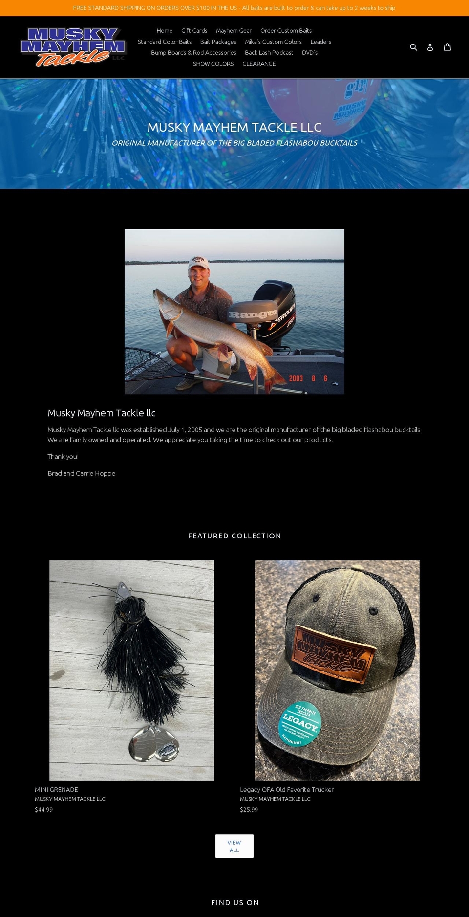 musky-mayhem-tackle-llc.myshopify.com shopify website screenshot