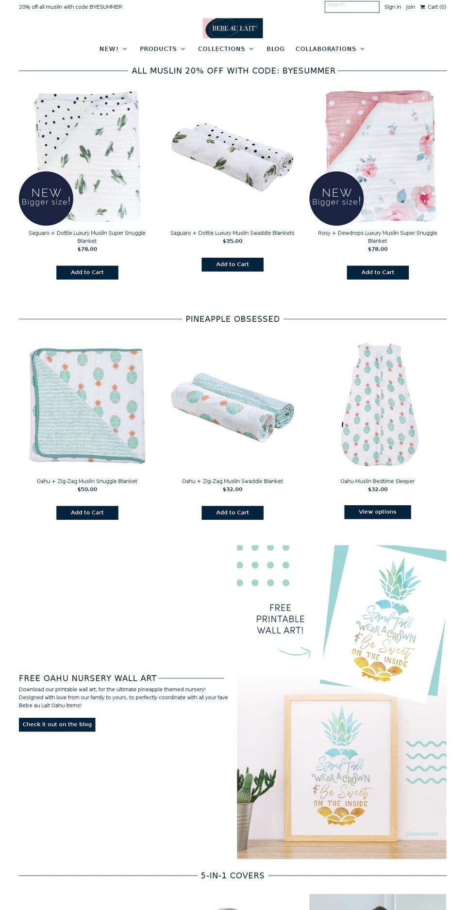 muslinnursingcovers.com — Shopify storefront screenshot