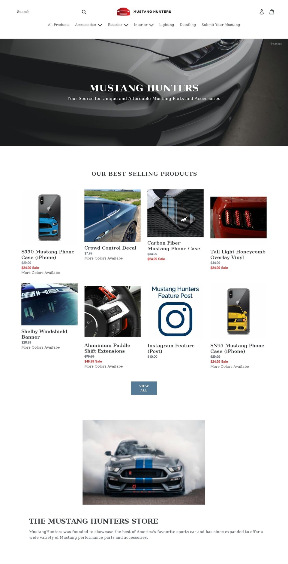 mustanghunters.com shopify website screenshot