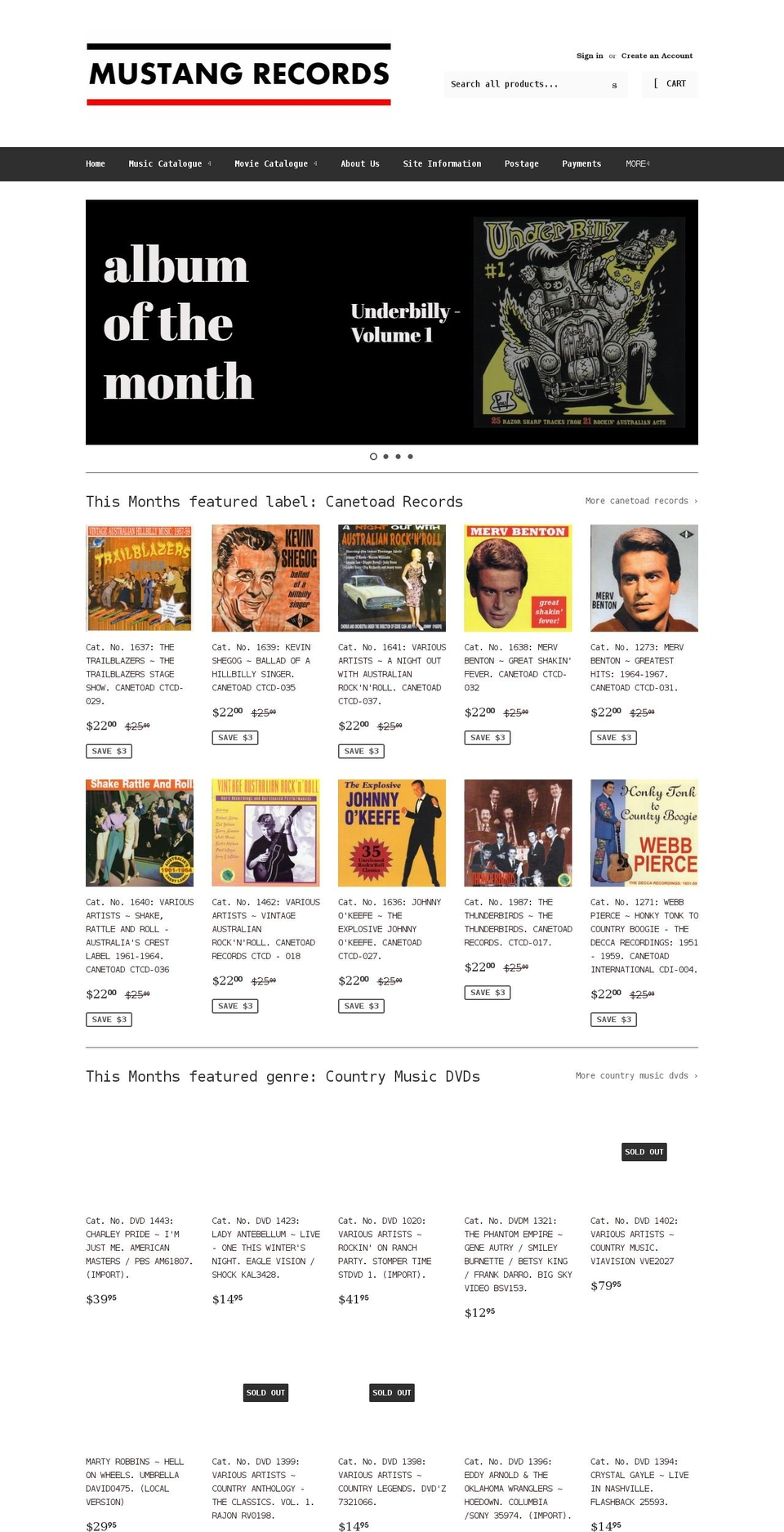 mustangrecords.com.au shopify website screenshot