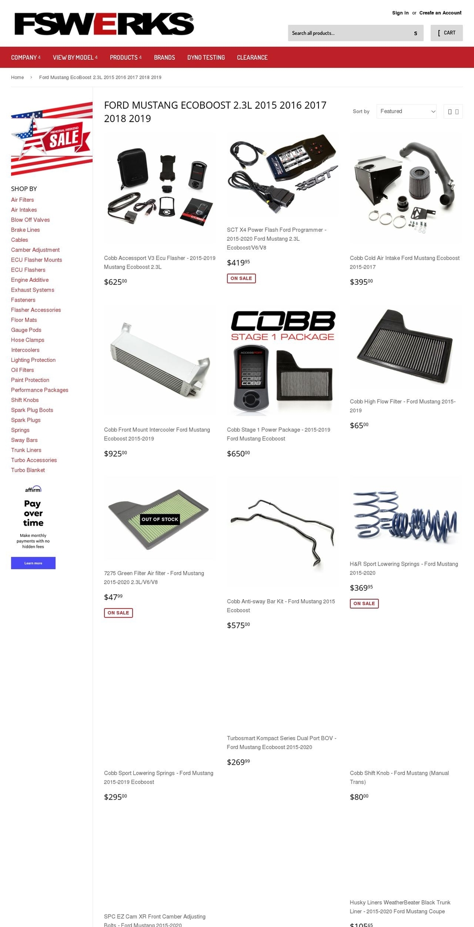mustangturbo.net shopify website screenshot