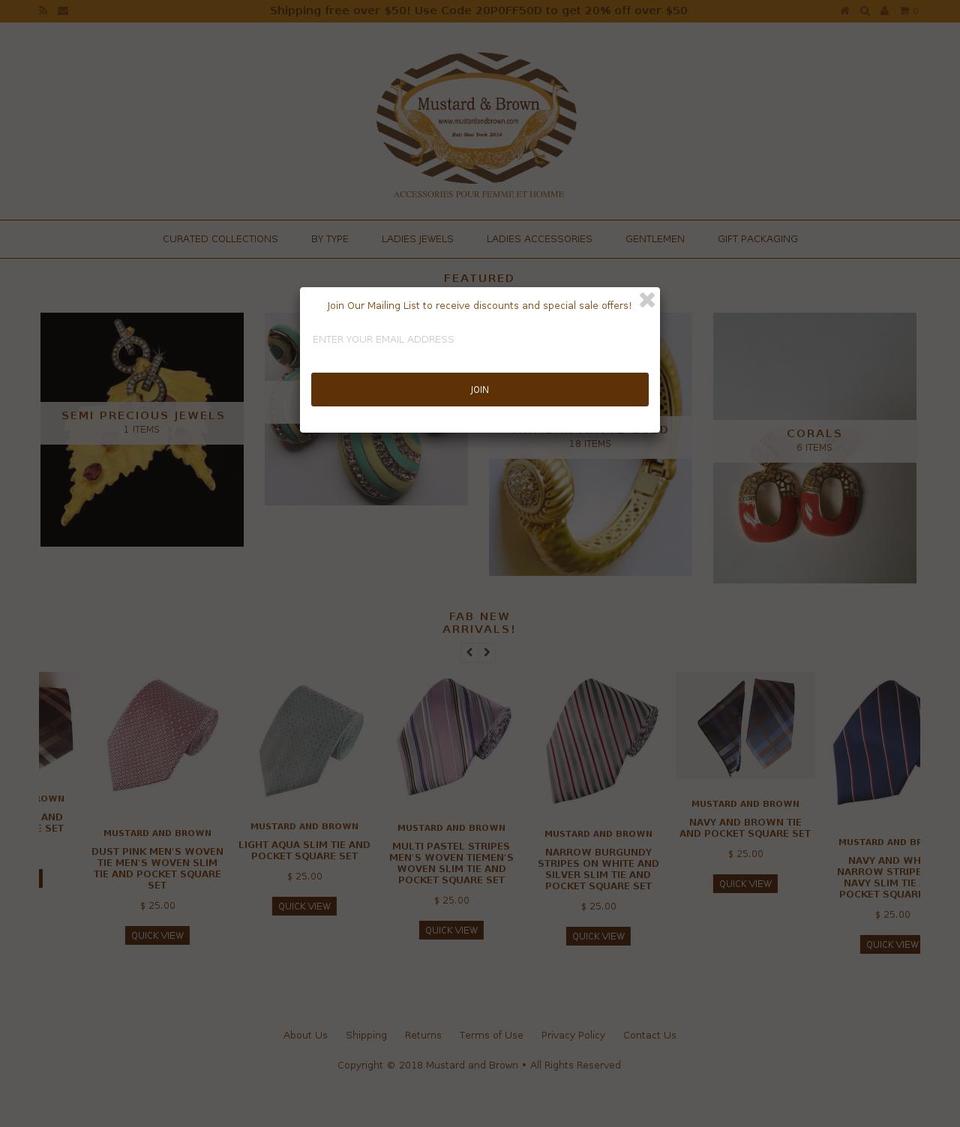 mustardandbrown.com — Shopify storefront screenshot