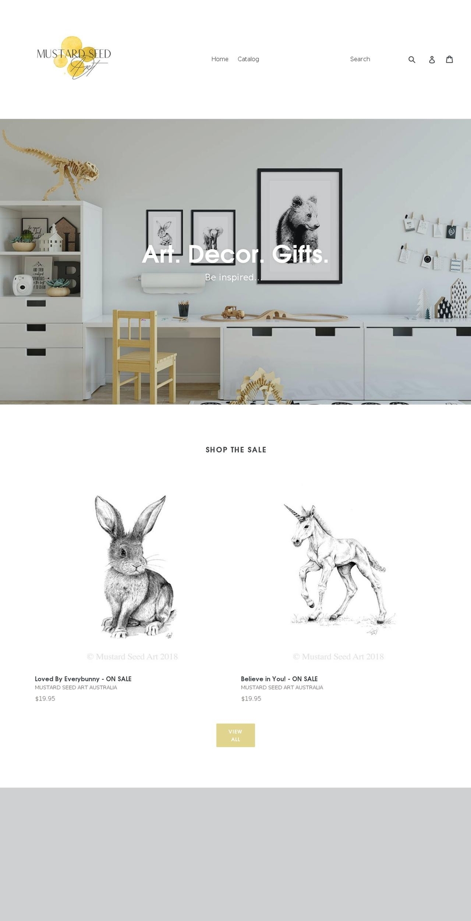 mustardseedart.com.au shopify website screenshot