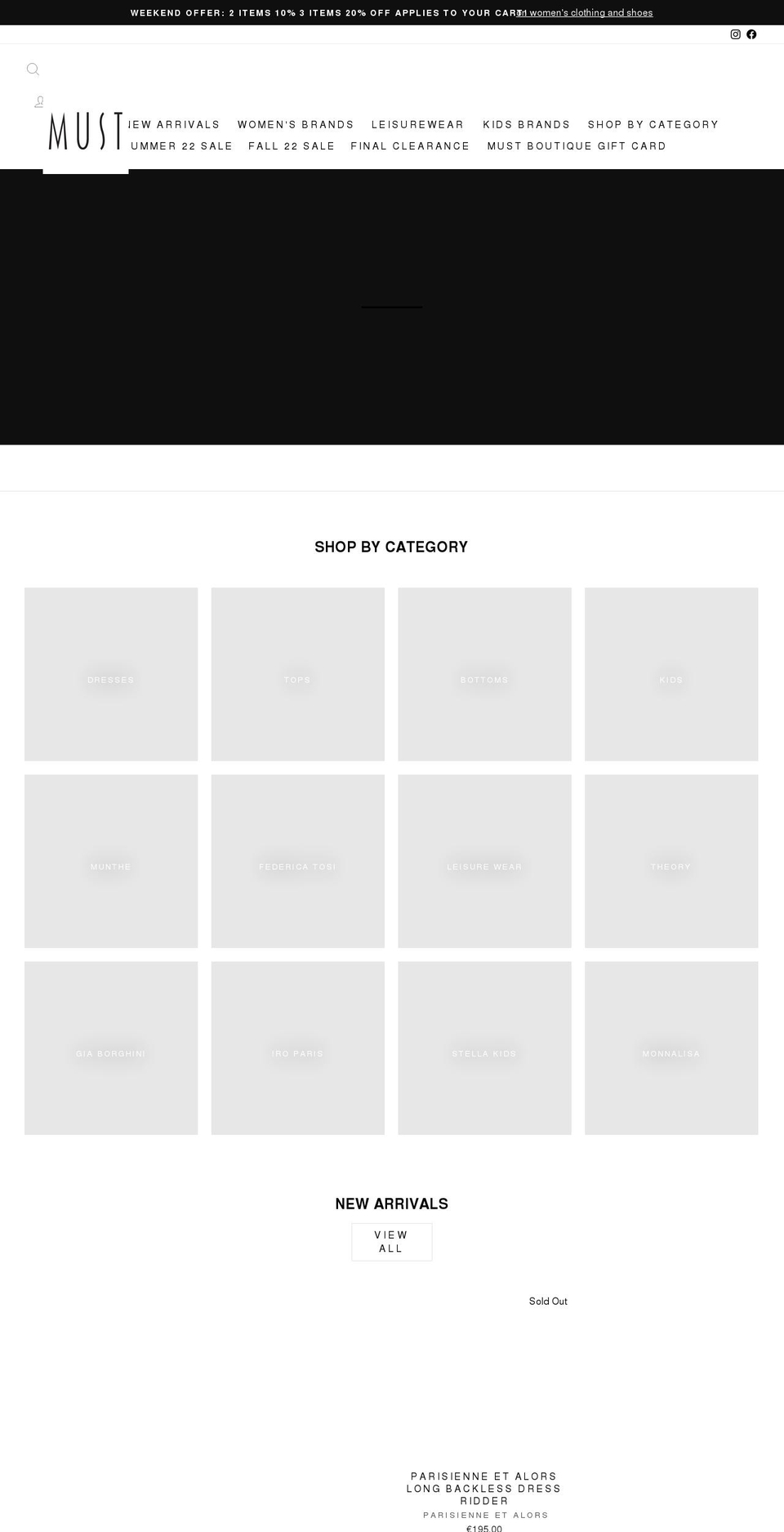 mustboutiqueshop.com — Shopify storefront screenshot