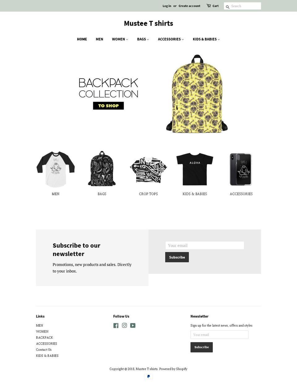 mustee-tshirts.com — Shopify storefront screenshot