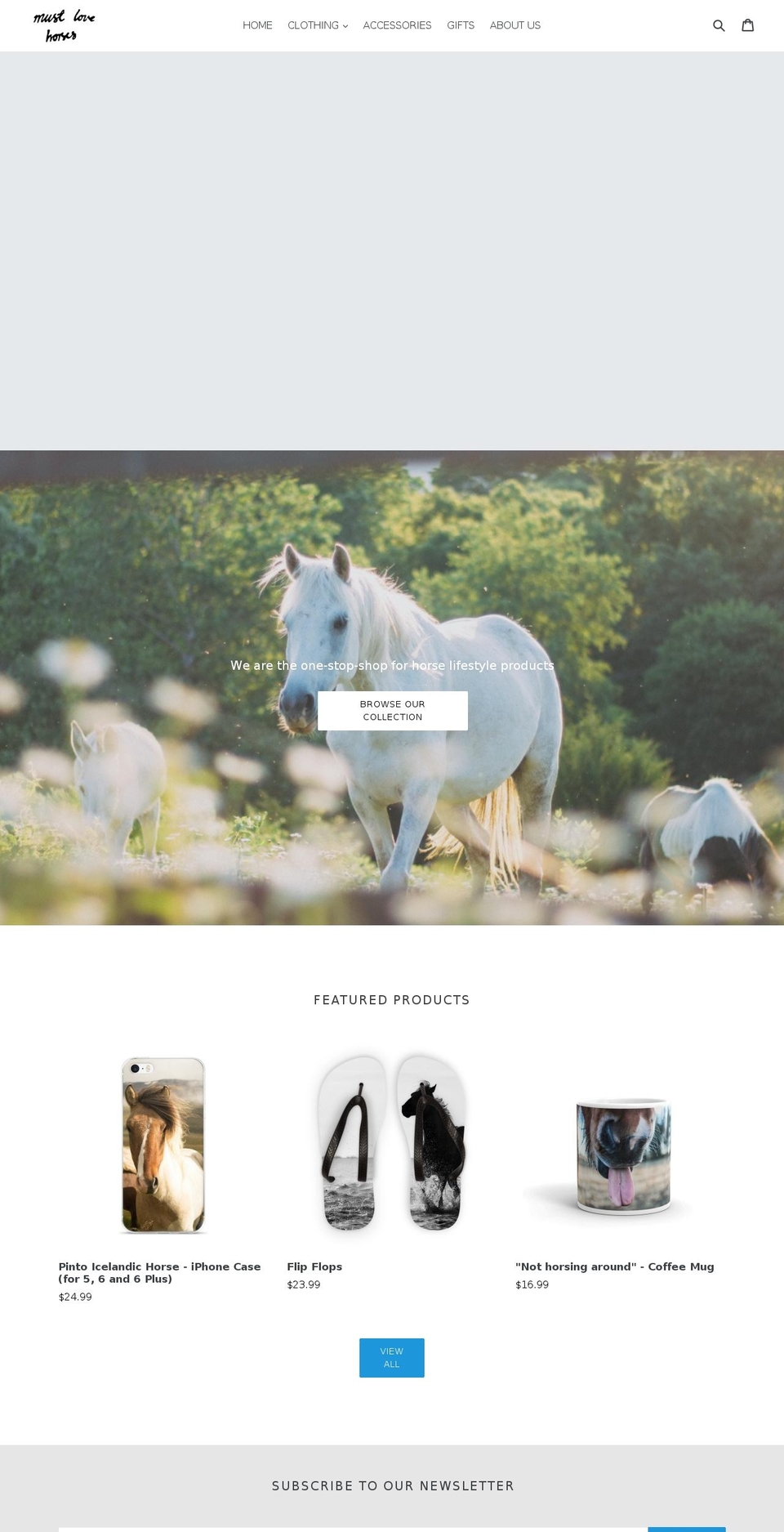 mustlovehorses.com shopify website screenshot