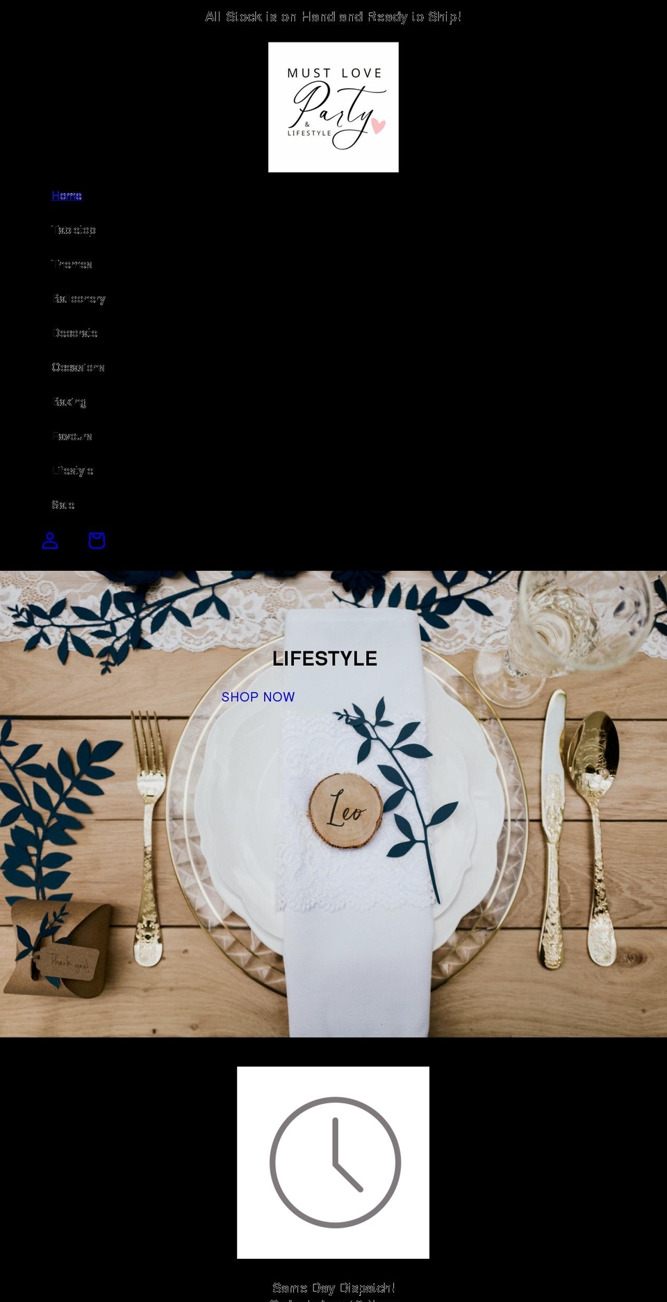 mustloveparty.co.za shopify website screenshot