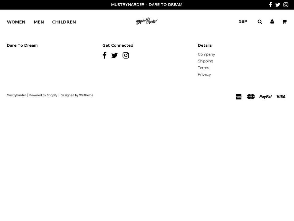 mustryharder.com — Shopify storefront screenshot