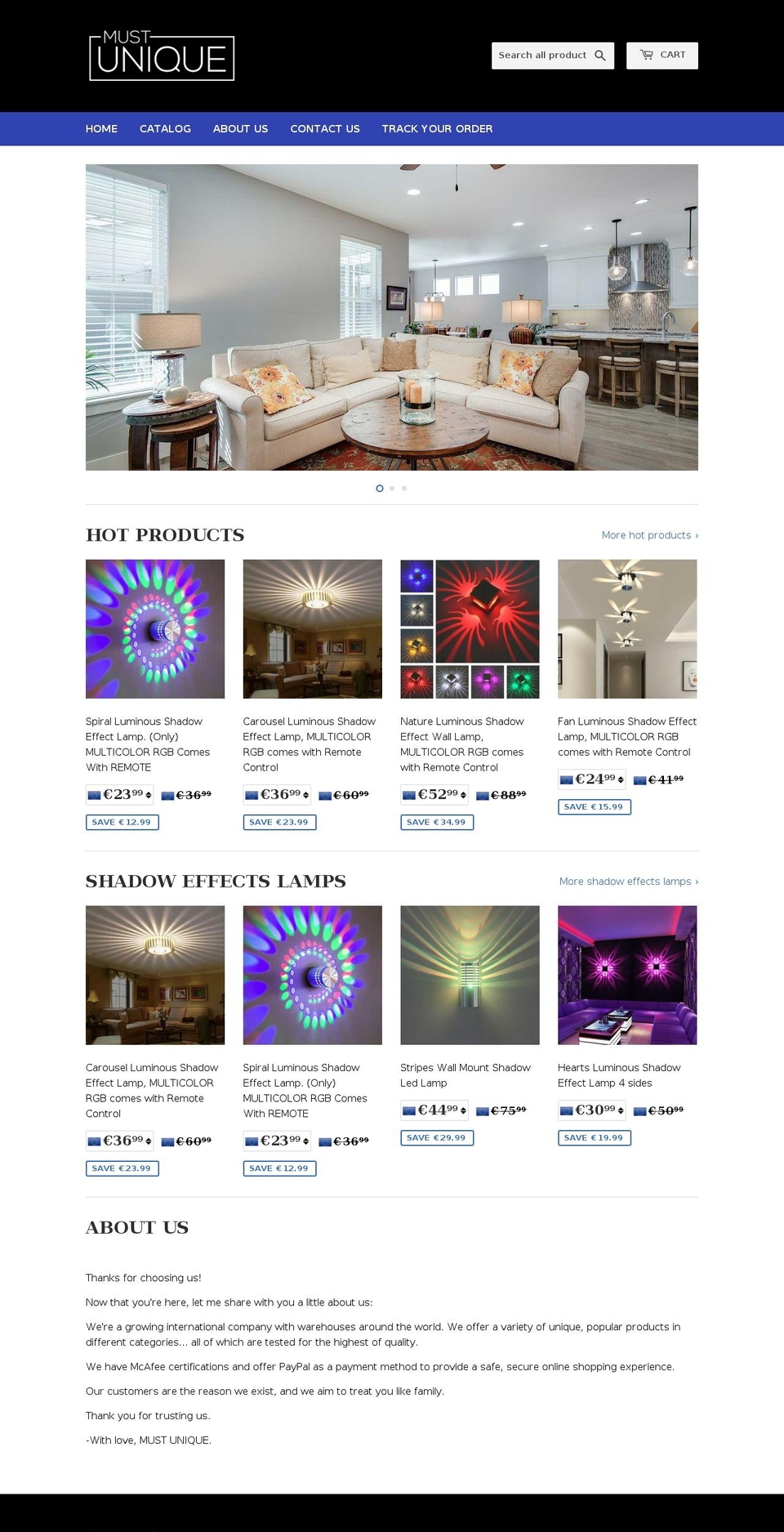 mustunique.com — Shopify storefront screenshot