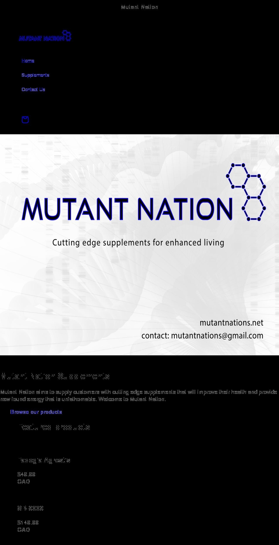 mutantnation.net shopify website screenshot