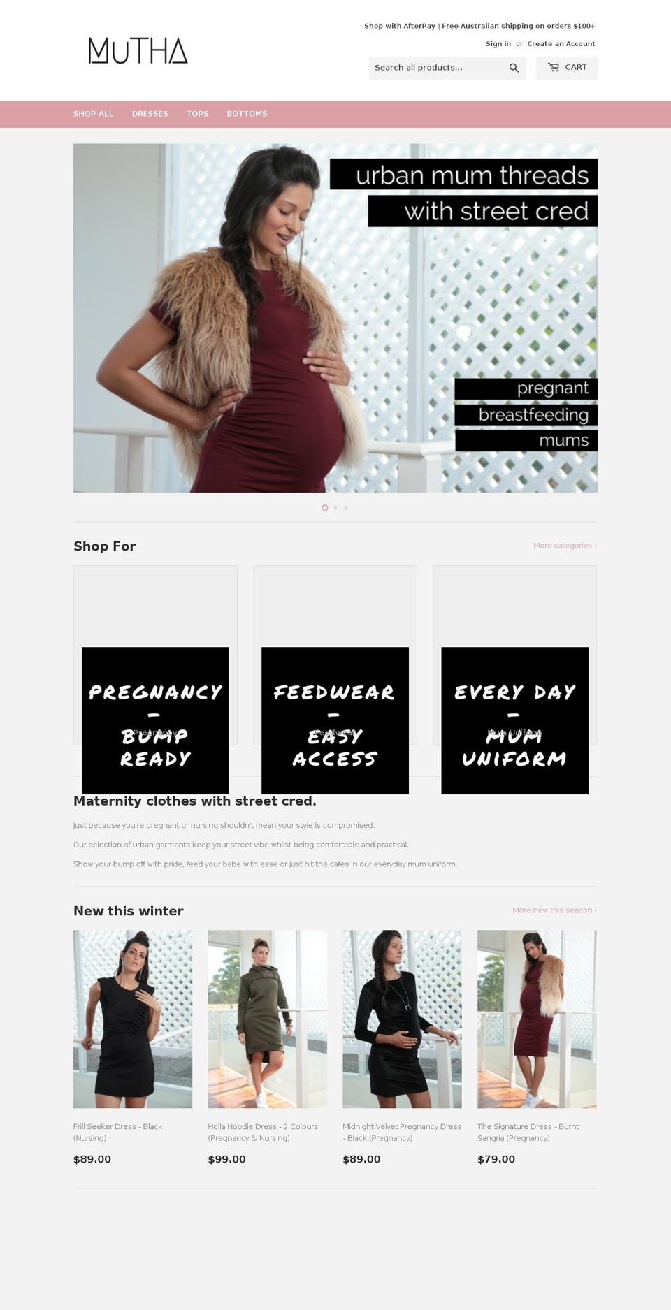 muthamaternity.com — Shopify storefront screenshot