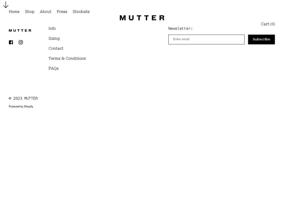 muttermetalworks.com shopify website screenshot