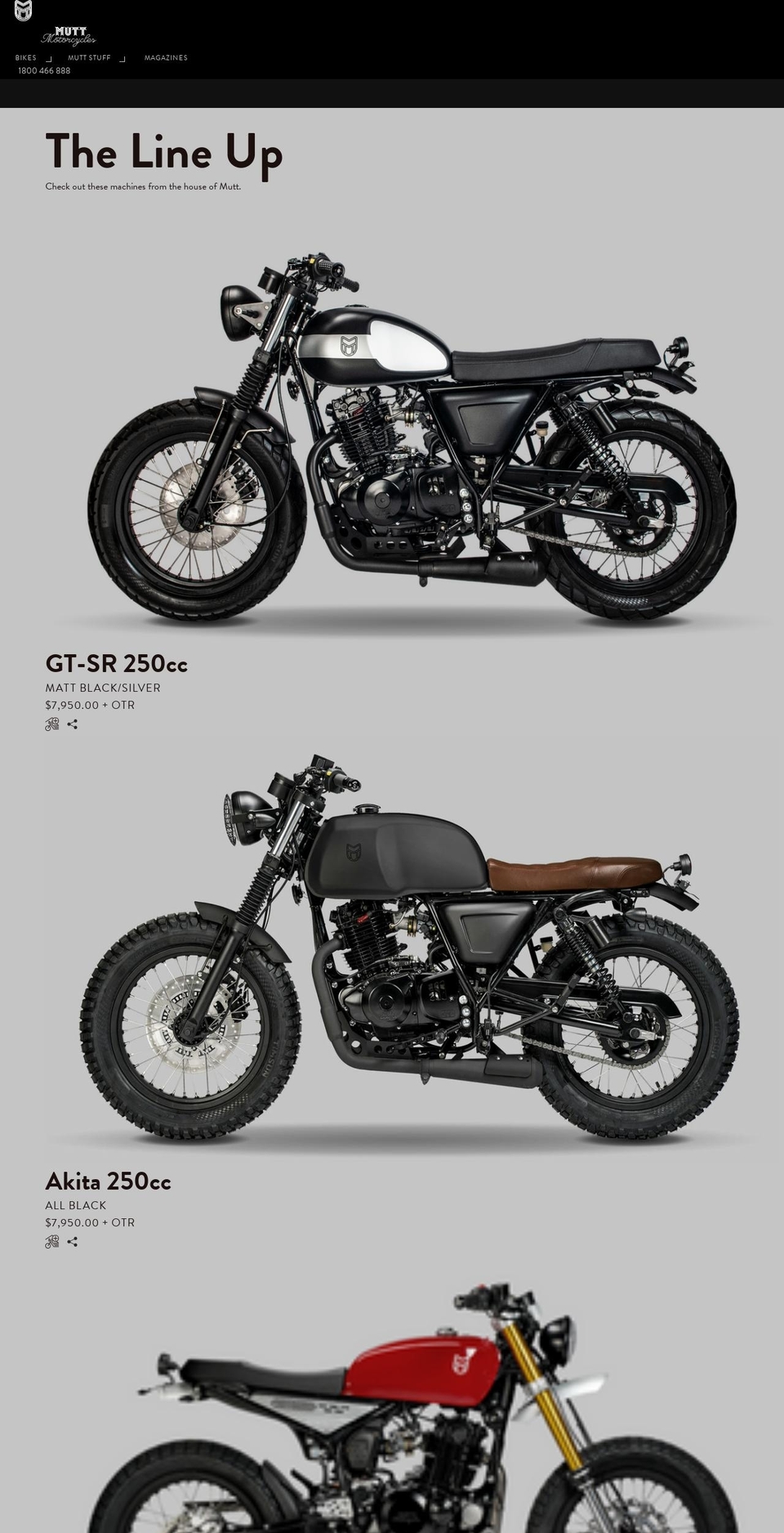 muttmotorcycles.com.au shopify website screenshot