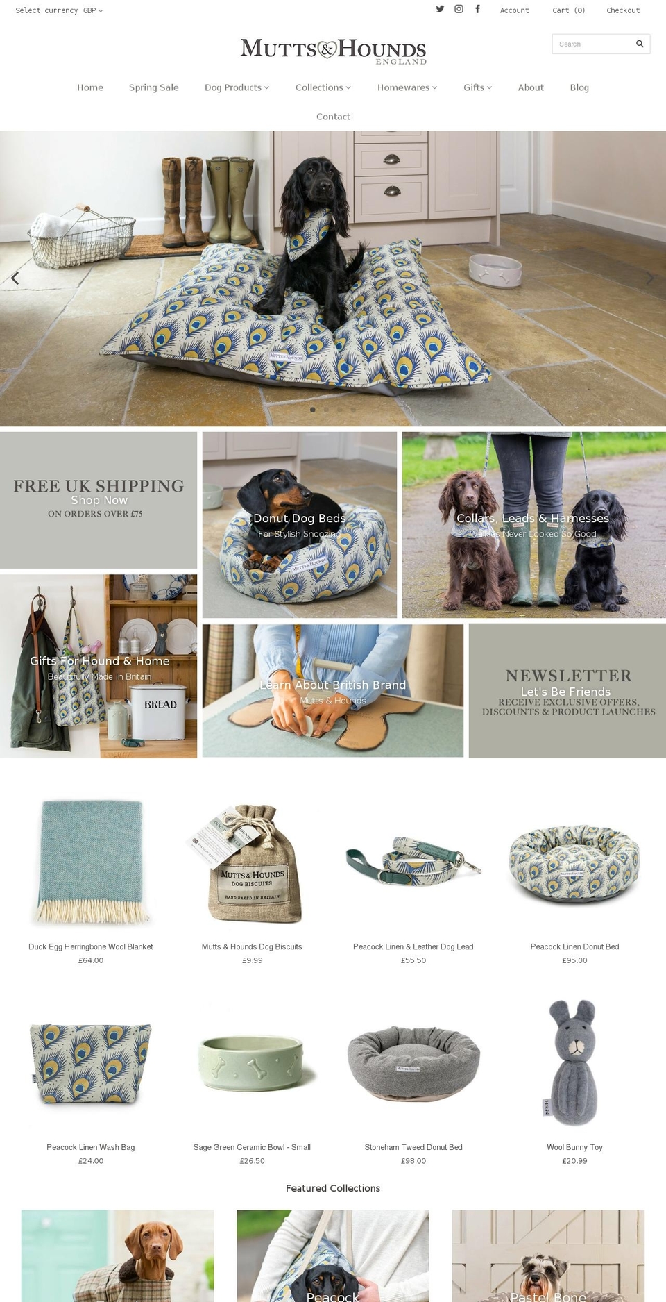 muttsandhounds.co.uk shopify website screenshot