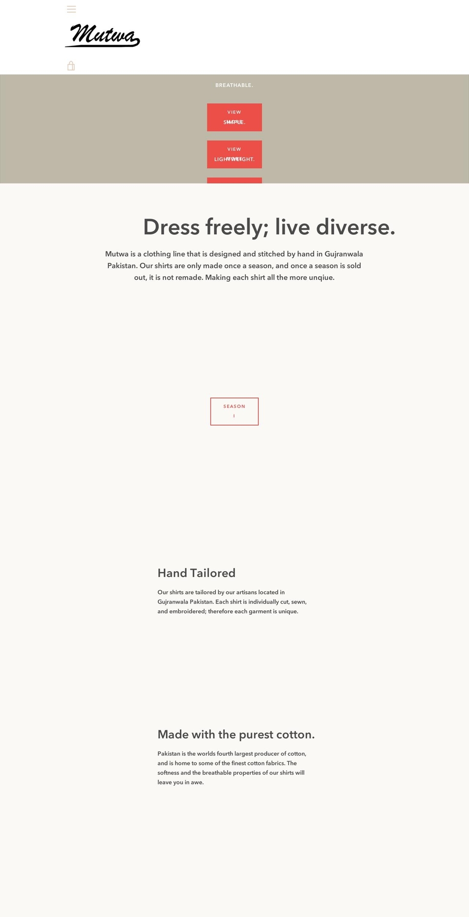 mutwa.com — Shopify storefront screenshot