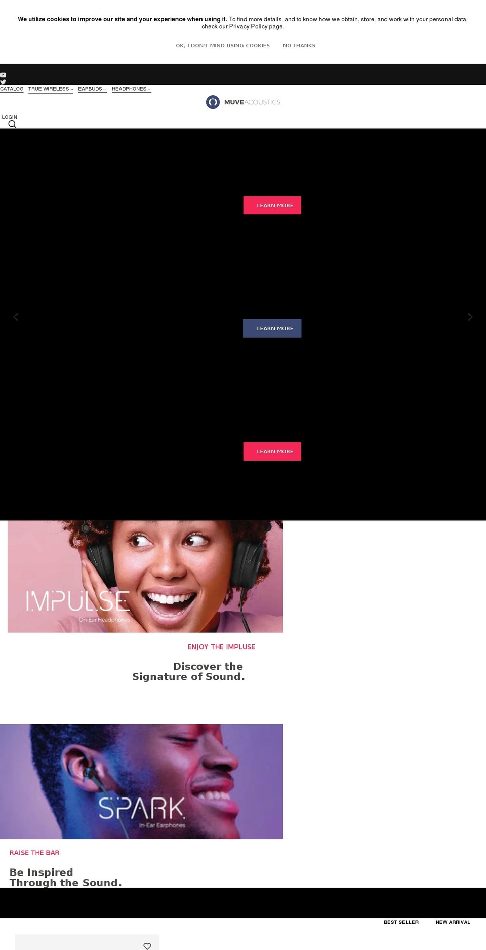 muveacoustics.com shopify website screenshot