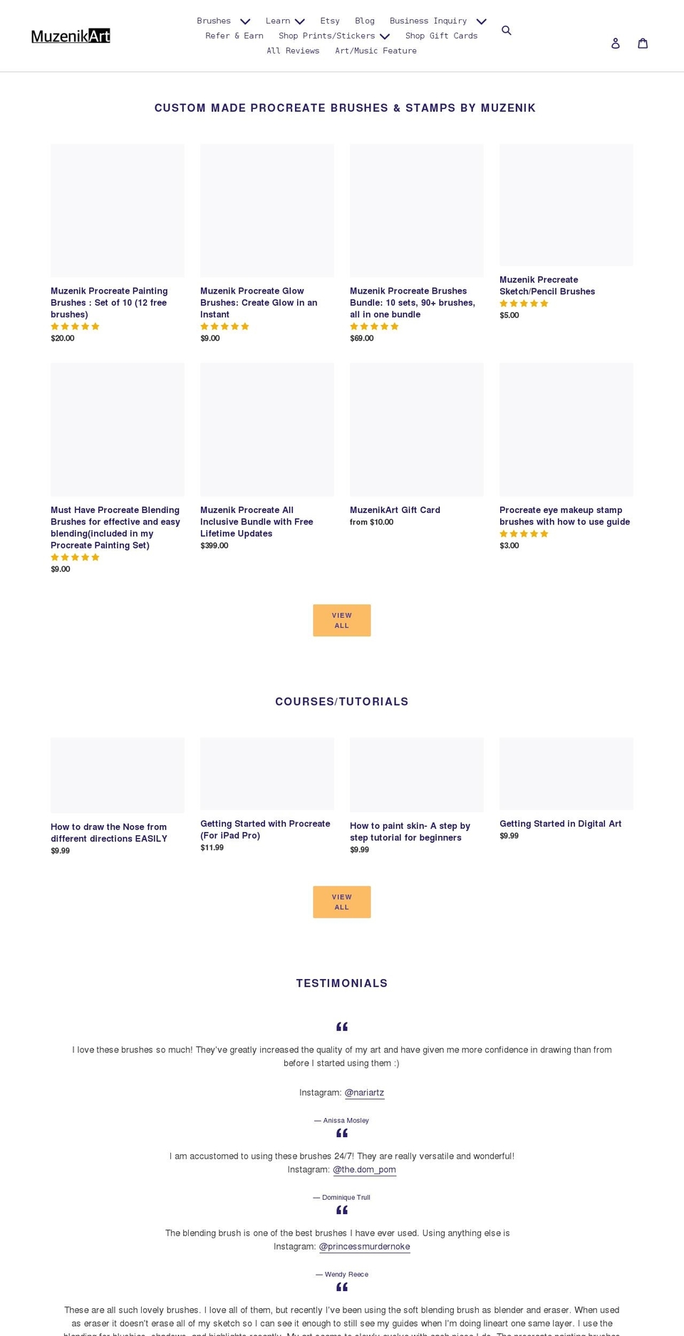 muzenikart.com shopify website screenshot