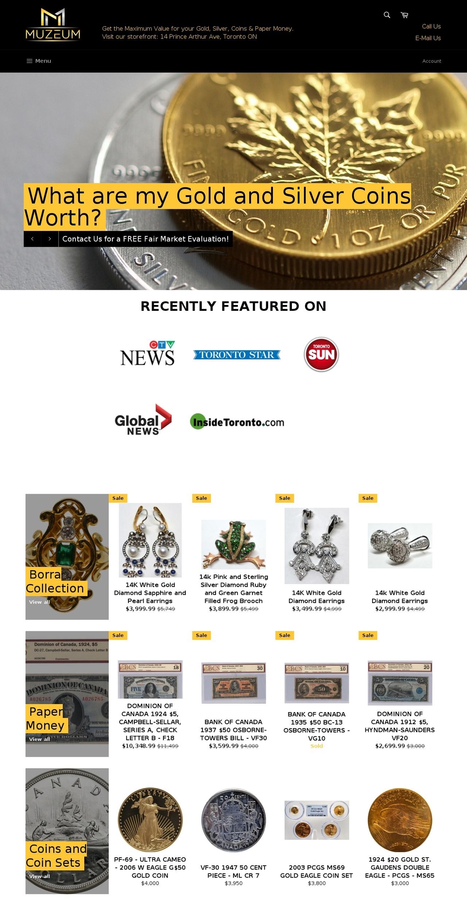 muzeum.ca shopify website screenshot