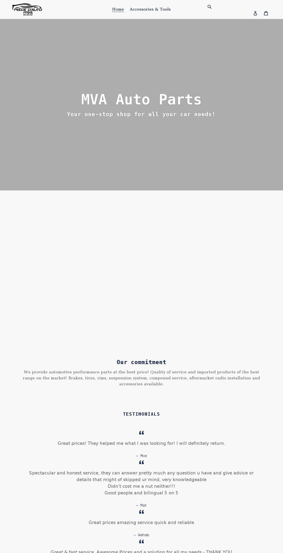 mvaperformances.com shopify website screenshot